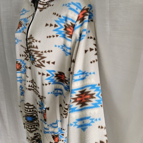 Men's Fleece Southwest Aztec Rebels & Nomads  Hooded Pullover 3/4 zip Size Small - Picture 6 of 10